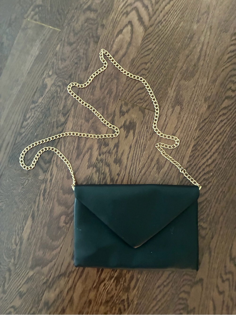 a new day Black Envelope Clutch with Gold Chain